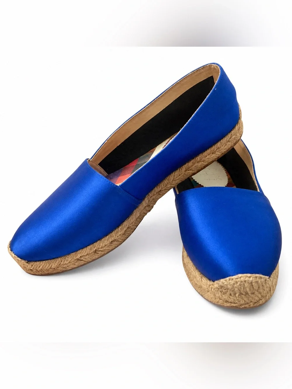 Christian Louboutin Blue Satin Espadrille Flats | Size 37